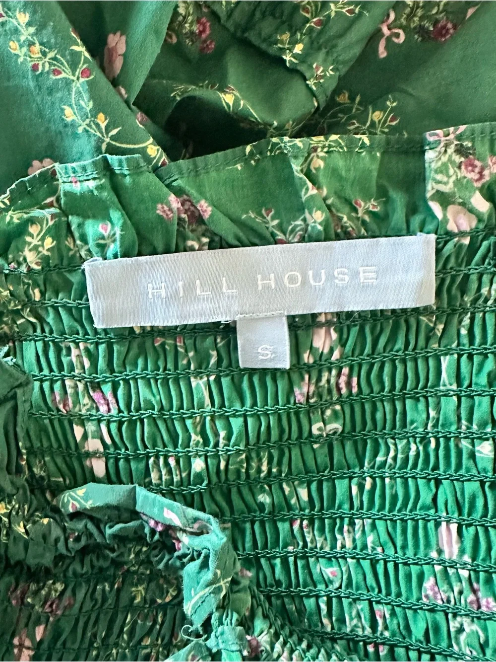 Hill House Home Ellie Nap Dress in Emerald Green Trellis Sz S